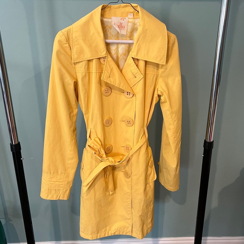 Tulle Trench Coat Medium Yellow Anthropology Los Angeles Women’s Rain Jacket